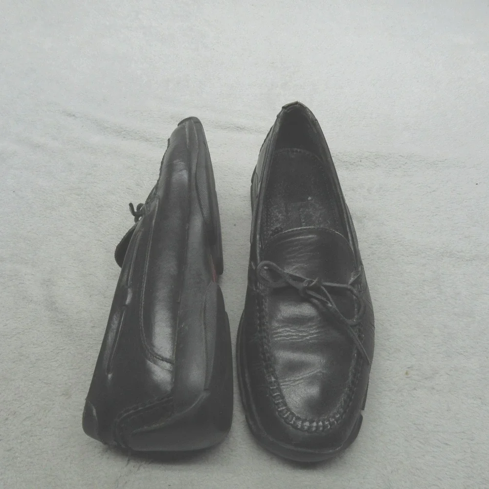 Cole Haan Mens 10M Loafers‎ Black Leather Moc Toe Slip On Classic Casual Dress